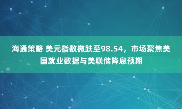 海通策略 美元指数微跌至98.54，市场聚焦美国就业数据与美联储降息预期